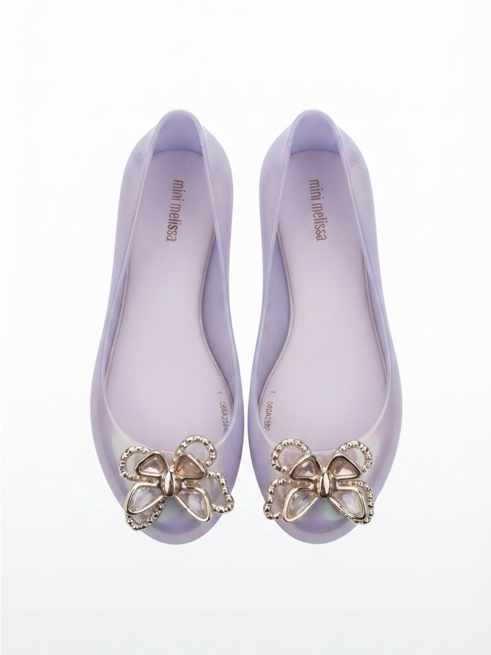 Mini Melissa Light Purple Iridescent Jelly Flats with Rhinestone Bows Size 2